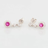 9ct White Gold Ruby and Diamond Cluster Drop Earrings - Sid View