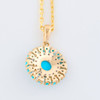 9ct Gold Turquoise and Diamond Disc Pendant Necklace - Rear View