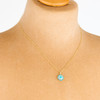 9ct Gold Turquoise and Diamond Disc Pendant Necklace - Worn View