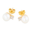 9ct Gold Pearl and Diamond Stud Earrings - Main View