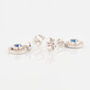 9ct White Gold Sapphire & Diamond Halo Drop Earrings - Side View