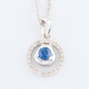 9ct White Gold Sapphire & Diamond Halo Pendant Necklace - Front View