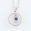 9ct White Gold Sapphire & Diamond Halo Pendant Necklace - Rear View