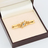 Antique Victorian 15ct Gold Sapphire & Pearl Double Bar Brooch – 1894-1895 - In Box