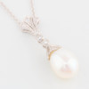 18ct White Gold Pearl and Diamond Lady Sybil Pendant by Ungar and Ungar - Angled View