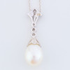 18ct White Gold Pearl and Diamond Lady Sybil Pendant by Ungar and Ungar - Worn View - Rear View