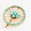 Antique 14ct Gold Turquoise Brooch - Angled View