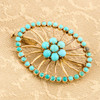 Vintage 14ct Gold Turquoise Brooch - Fabric View