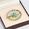 Vintage 14ct Gold Turquoise Brooch - In Box