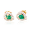 9ct Gold Pear Cut Emerald and Diamond Stud Earrings - Main View