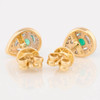 9ct Gold Pear Cut Emerald and Diamond Stud Earrings - Rear View