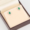 9ct Gold Pear Cut Emerald and Diamond Stud Earrings - In Box