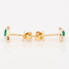 9ct Gold Pear Cut Emerald and Diamond Stud Earrings - On Sides
