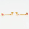 Second Hand 9ct Gold Ruby & Diamond Bar Drop Earrings - Alternative Side View