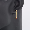 Second Hand 9ct Gold Ruby & Diamond Bar Drop Earrings - Worn View