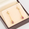 Second Hand 9ct Gold Ruby & Diamond Bar Drop Earrings - In Box