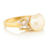 Second Hand 9ct Gold Pearl and Bow Diamond Ring - Main View