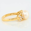 Second Hand 9ct Gold Pearl and Bow Diamond Ring - Side View