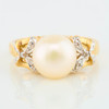 Second Hand 9ct Gold Pearl and Bow Diamond Ring - Front View