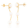 9ct Gold Triple Pearl Drop Earrings - Side View