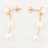 9ct Gold Triple Pearl Drop Earrings - Alternate View
