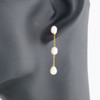 9ct Gold Triple Pearl Drop Earrings - Worn View