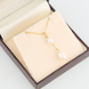 9ct Gold Two Pearl Drop Pendant Necklace - In Box