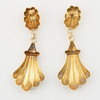 Second Hand 9ct Gold Fleur-de-Lys Drop Earrings - Rear View
