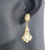 Second Hand 9ct Gold Fleur-de-Lys Drop Earrings - Worn View