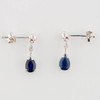 9ct White Gold Sapphire & Diamond Drop Earrings - Front View