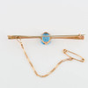 Antique 9ct Gold Blue Paste Bar Brooch - Rear View