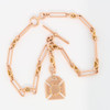 Antique 9ct Rose Gold Fancy Watch Chain with T-Bar and Cross Pattée Fob - All Item