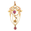 Antique 9ct Gold Art Nouveau Garnet Pendant - Main View