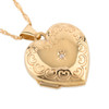 Second Hand 9ct Gold Diamond Heart Locket Necklace - Main View