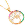 9ct Gold Multi-Stone Tree of Life Pendant Necklace - Front View