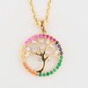 9ct Gold Multi-Stone Tree of Life Pendant Necklace - Front View