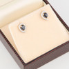 9ct Gold Pear Cut Sapphire and Diamond Stud Earrings - In Box