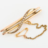 Vintage 9ct Gold Pearl Double Bar Brooch - Angled View