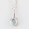 9ct White Gold Aquamarine and Diamond Cluster Pendant Necklace - Rear View