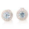 9ct White Gold Aquamarine and Diamond Cluster Stud Earrings - Main View