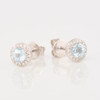 9ct White Gold Aquamarine and Diamond Cluster Stud Earrings - Angled View