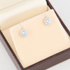 9ct White Gold Aquamarine and Diamond Cluster Stud Earrings - In Box