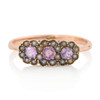 Antique 9ct Rose Gold Amethyst and Pearl Triple Cluster Ring - Main View