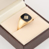 Vintage 9ct Gold Onyx and Diamond Signet Ring - In Box