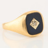 Vintage 9ct Gold Onyx and Diamond Signet Ring - Angled View