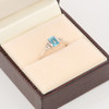 Second Hand 9ct White Gold Blue Topaz and Diamond Trefoil Ring - In Box