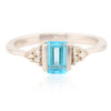 Second Hand 9ct White Gold Blue Topaz and Diamond Trefoil Ring - Main View