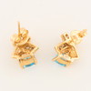 9ct Gold Blue Topaz and Diamond Criss-Cross Stud Earrings - Top View