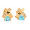 9ct Gold Blue Topaz and Diamond Criss-Cross Stud Earrings -Main View