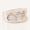 Second Hand 9ct White Gold Cubic Zirconia Open Heart Ring - Angled View